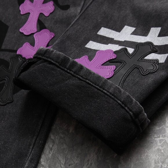 Chrome Heart Leather Patch Jeans - Picture 7 of 11